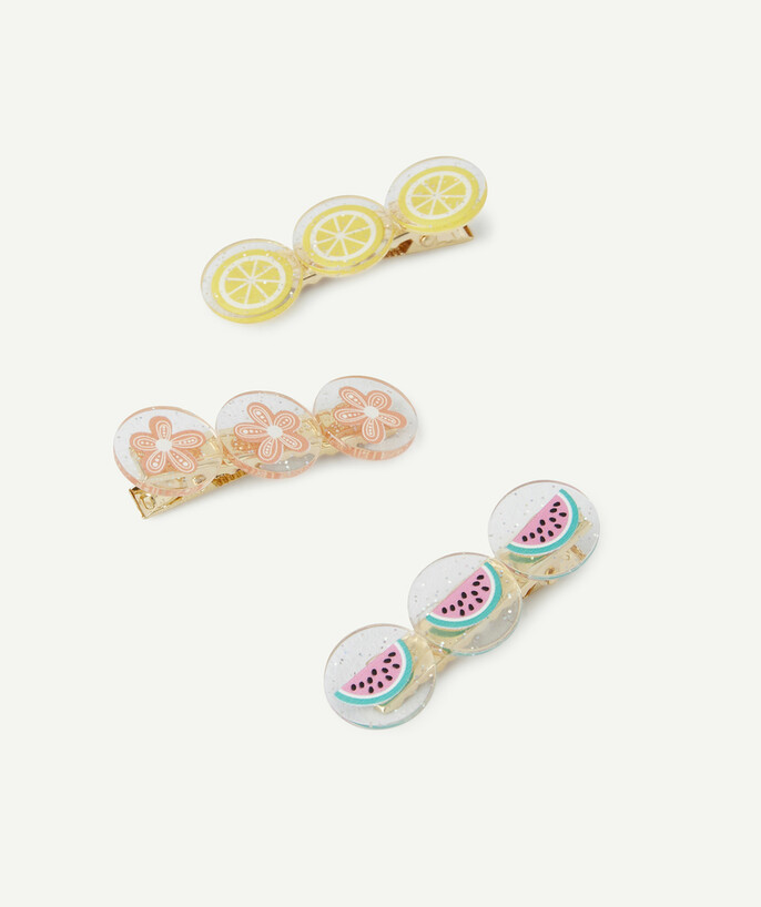   - LE LOT DE 3 BARRETTES CRANTÉES ANIMÉES FRUITS