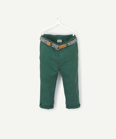 CategoryModel (8821752889486@4204)  - GREEN LINEN CHINO TROUSERS WITH A GREEN BELT