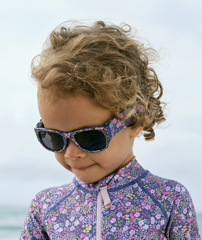   - BLUE FLOWER-PATTERNED UV 3 SUNGLASSES WITH A NEOPRENE CORD