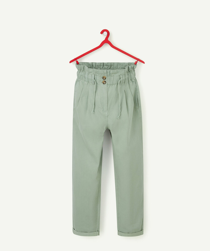   - STRAIGHT, GREEN FLOWING TROUSERS IN ECO-FRIENDLY VISCOSE