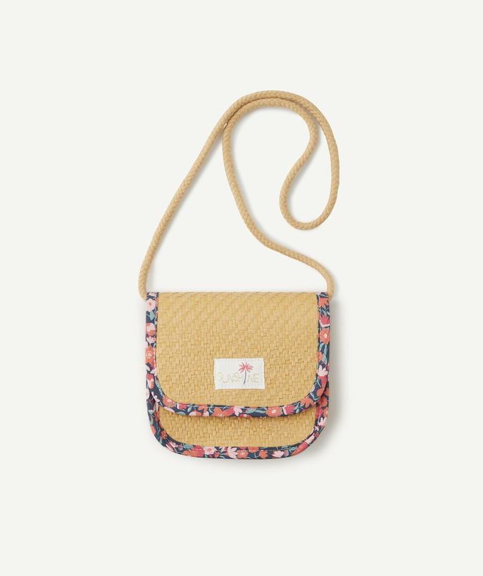   - STRAW SHOULDER BAG WITH FLORAL DETAILS