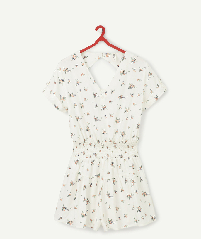   - WHITE FLOWER-PATTERNED PLAYSUIT IN ECO-FRIENDLY VISCOSE