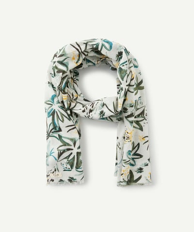 CategoryModel (8821762752654@143)  - WHITE COTTON SCARF WITH A PALM TREE PRINT
