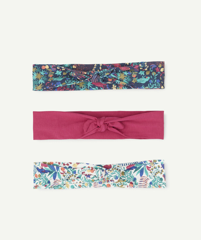   - SET OF THREE PLAIN AND FLORAL PRINTED HAIRBANDS IN COTTON