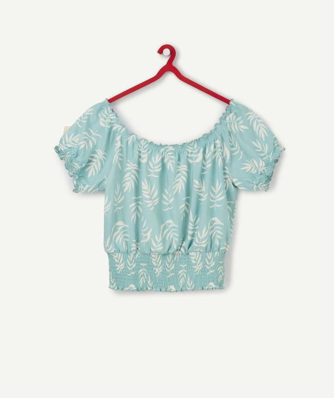   - BLUE CROPPED PRINTED BLOUSE IN ECO-FRIENDLY VISCOSE