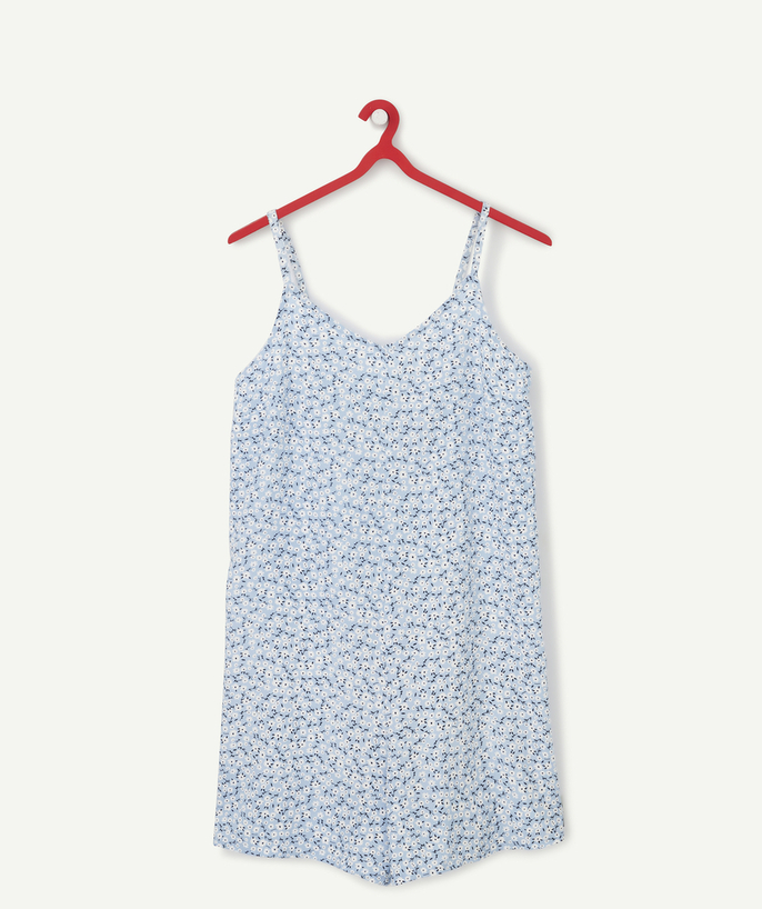   - FLUID BLUE FLOWER-PATTERNED PLAYSUIT IN ECO-FRIENDLY VISCOSE