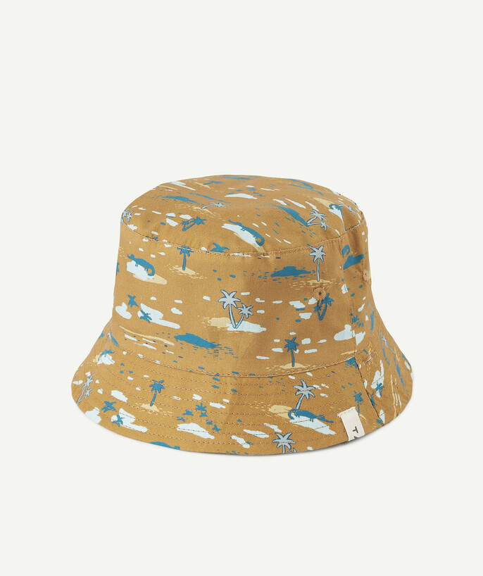   - REVERSIBLE CAMEL AND NAVY BLUE BUCKET HAT