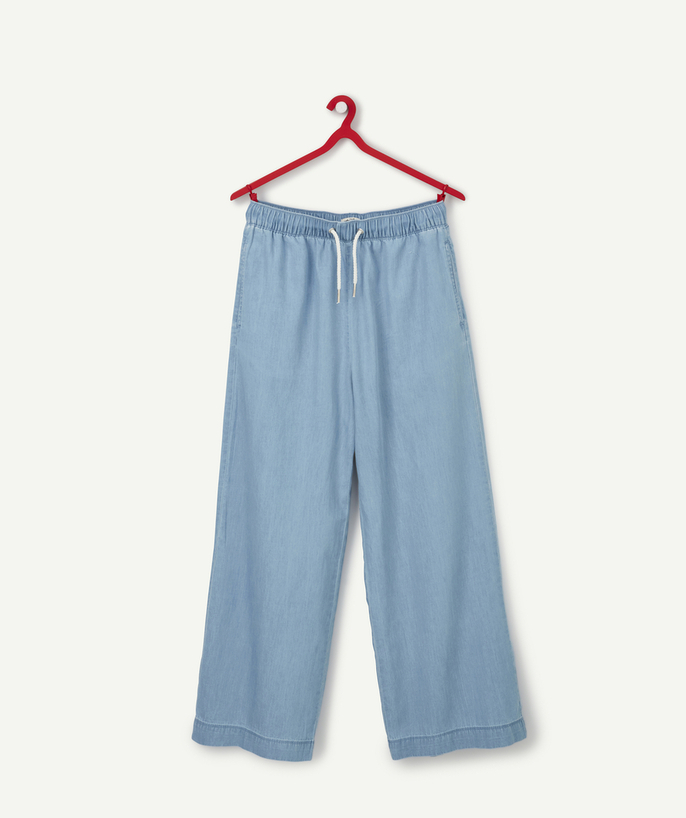   - FLUID BLUE COTTON DENIM TROUSERS