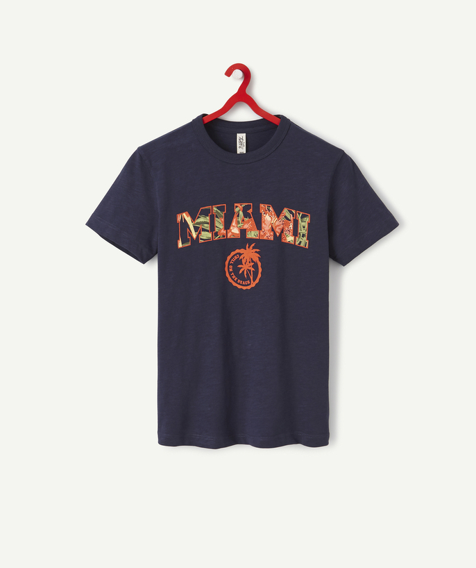   - BOYS' DARK BLUE T-SHIRT WITH COLOURFUL MIAMI DESIGN