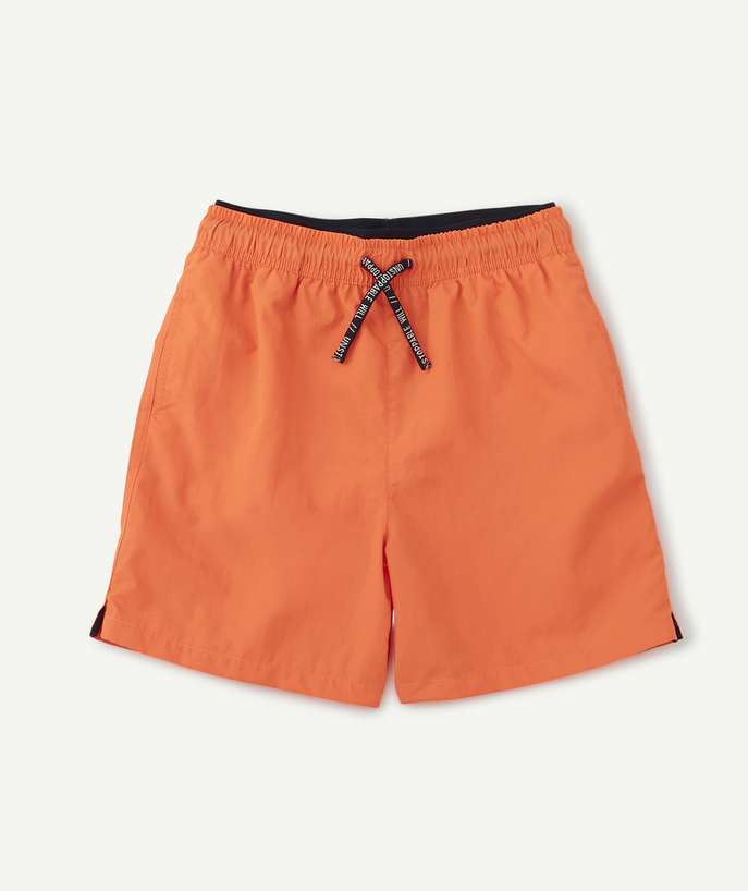   - ORANGE FLUORESCENT SWIM SHORTS WITH NAVY BLUE DETAILS