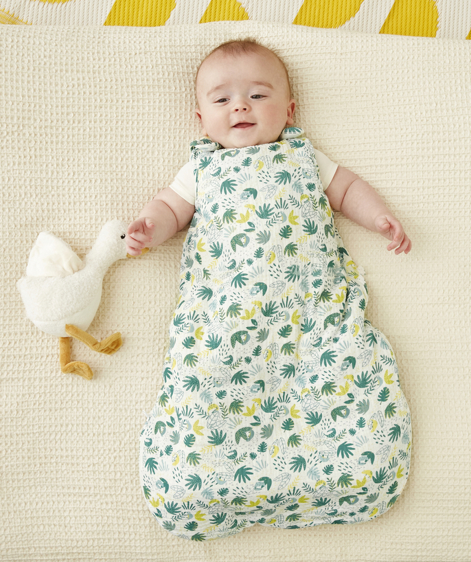   - PRINTED  COTTON GAUZE BABY SLEEPING BAG IN RECYCLED PADDING