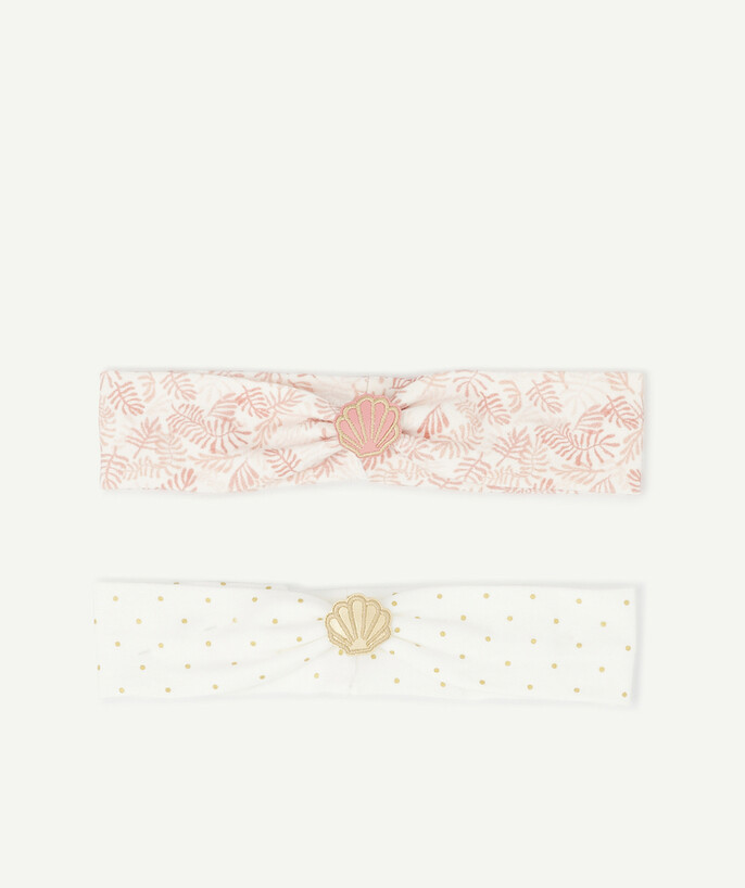   - SET OF TWO SPOTTED AND FLOWER-PATTERNED HAIRBANDS WITH SEASHELLS