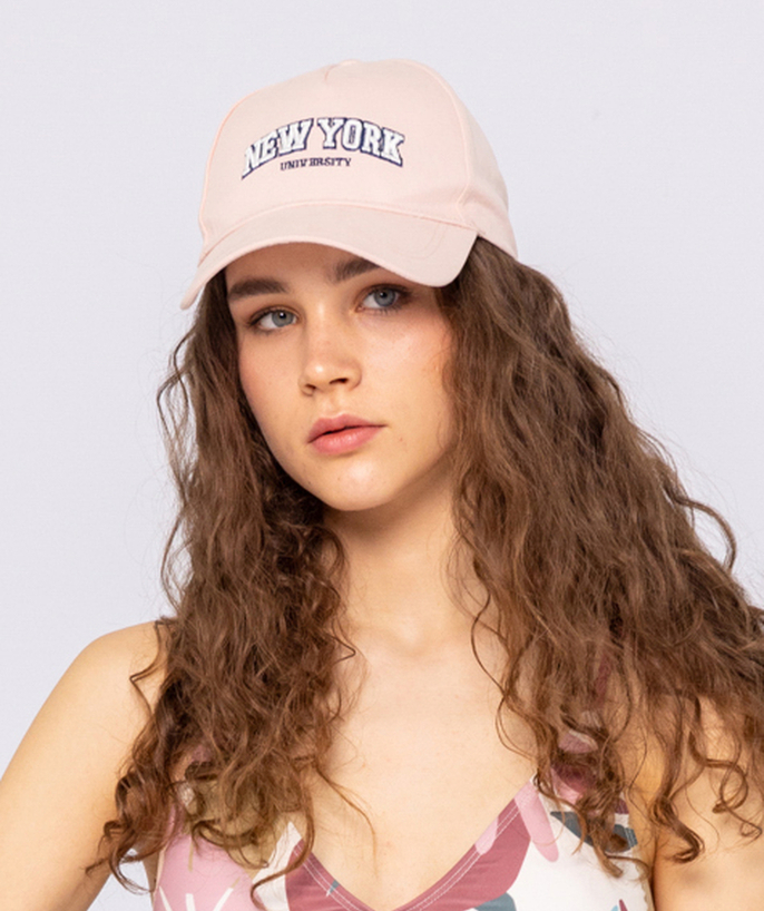   - PINK CAP IN COTTON WITH AN EMBROIDERED NEW YORK MESSAGE