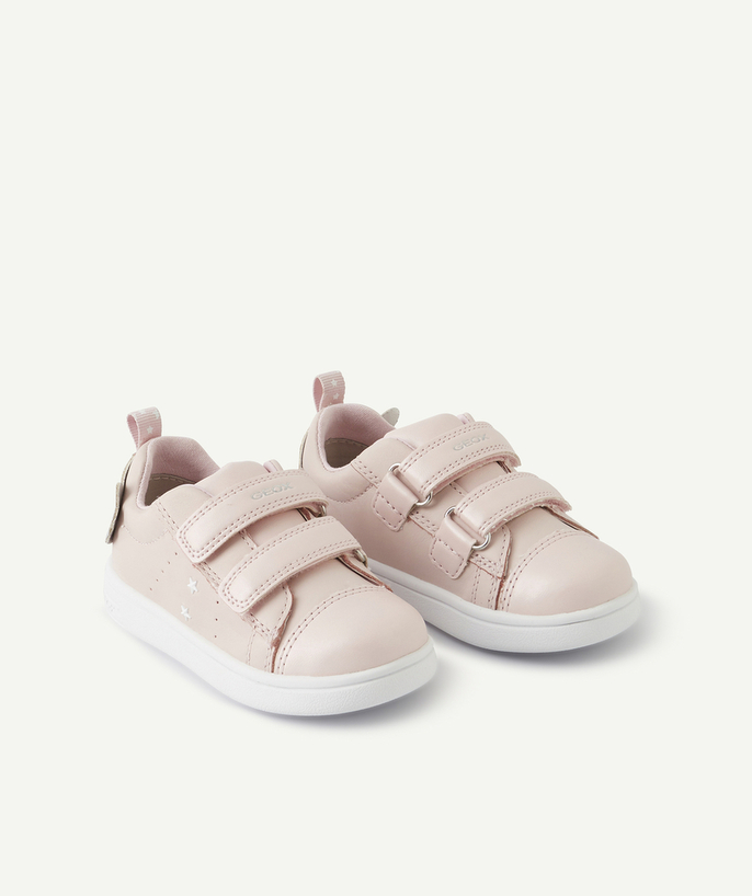   - PINK LEATHER TRAINERS WITH SCRATCH FASTENINGS