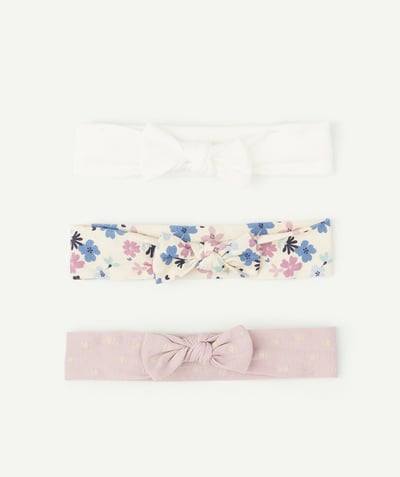 CategoryModel (8824240767118@45)  - SET OF THREE BABY GIRLS' PRINTED AND PLAIN COTTON HEADBANDS WITH BOWS