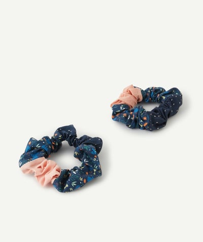 CategoryModel (8821761573006@30518)  - SET OF TWO GIRLS' NAVY BLUE SCRUNCHIES WITH COLOURFUL PATTERNS