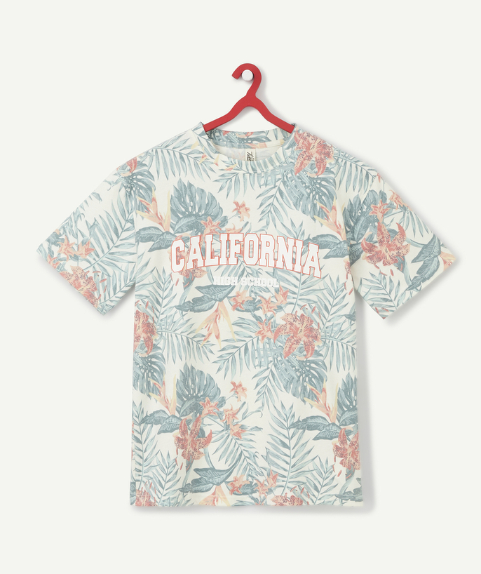   - BOYS' TROPICAL PRINT T-SHIRT WITH A CALIFORNIA MESSAGE