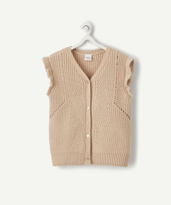   - LE GILET BEIGE PAILLETÉ EN TRICOT MANCHES COURTES