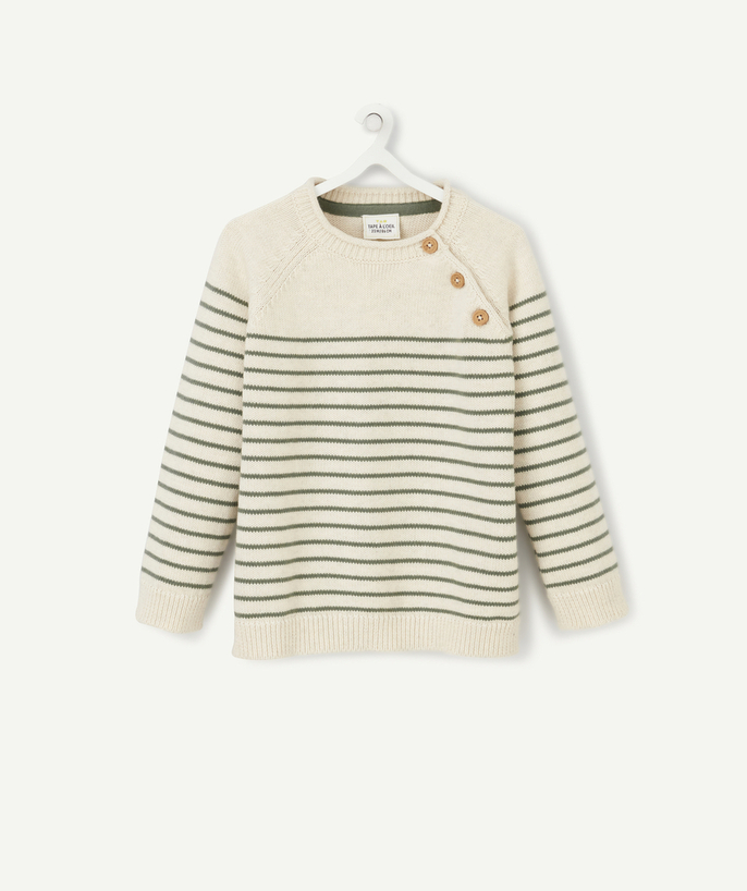   - CREAM JUMPER WITH KHAKI STRIPES