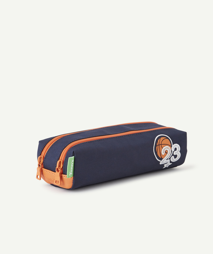   - NAVY BLUE AND ORANGE SCHOOL PENCIL CASE