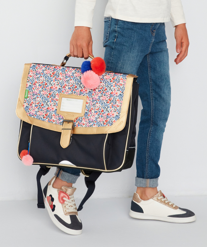   - THE NAVY FLORAL-PRINT SATCHEL WITH TASSELS