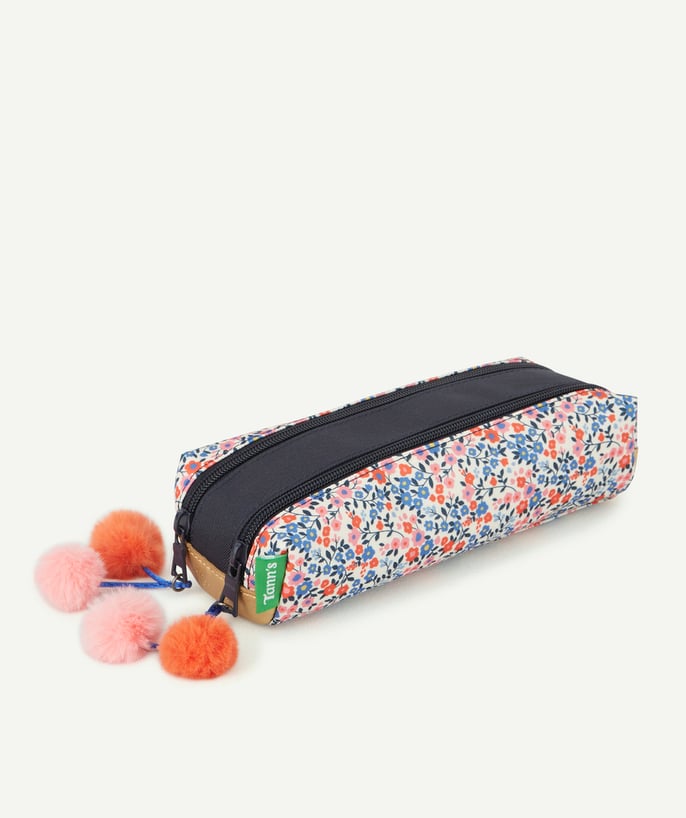   - SCHOOL KIT IN FLORAL PRINT WITH POMPONS