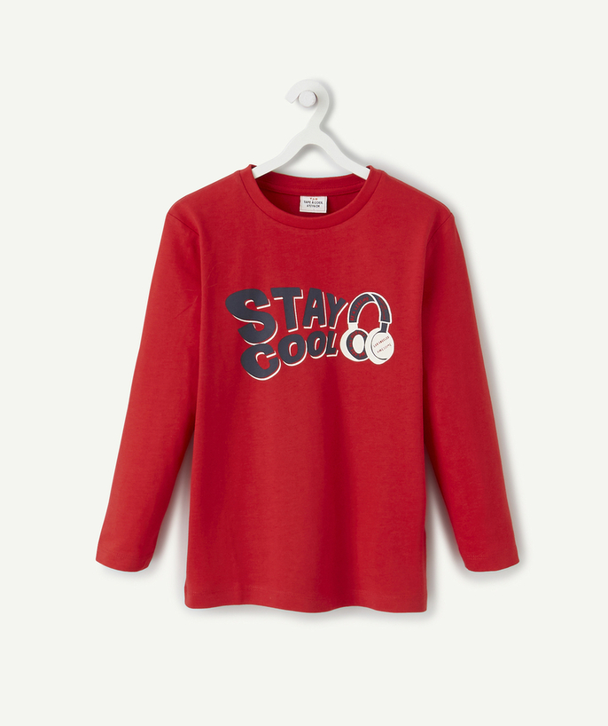   - THE RED ORGANIC COTTON T-SHIRT WITH MUSIC FLOCKING