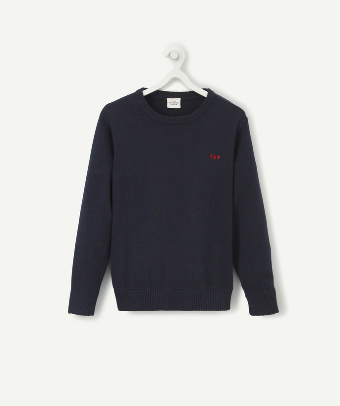   - LE PULL BLEU MARINE EN COTON 