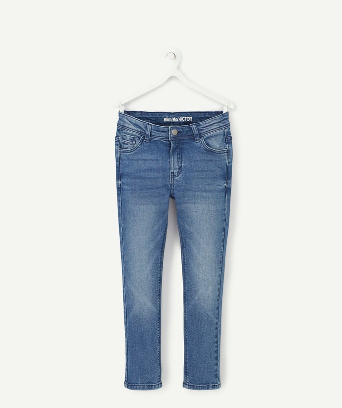   - BOYS' SIZE+ VICTOR SLIM BLUE JEANS WITH POCKETS