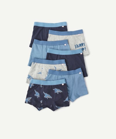 CategoryModel (8821762392206@699)  - LOT DE 7 BOXERS BLEUS IMPRIMÉ DINOSAURES EN COTON BIO GARÇON