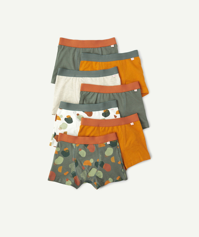 CategoryModel (8821764522126@5512)  - PACK OF SEVEN PAIRS OF BOYS' PRINTED AND PLAIN ORGANIC COTTON BOXER SHORTS