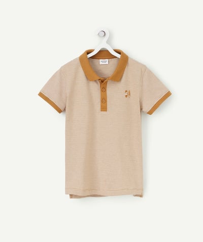 CategoryModel (8826305413262@225)  - BOYS' CAMEL COTTON SAILOR-STYLE POLO SHIRT WITH SURFBOARDS