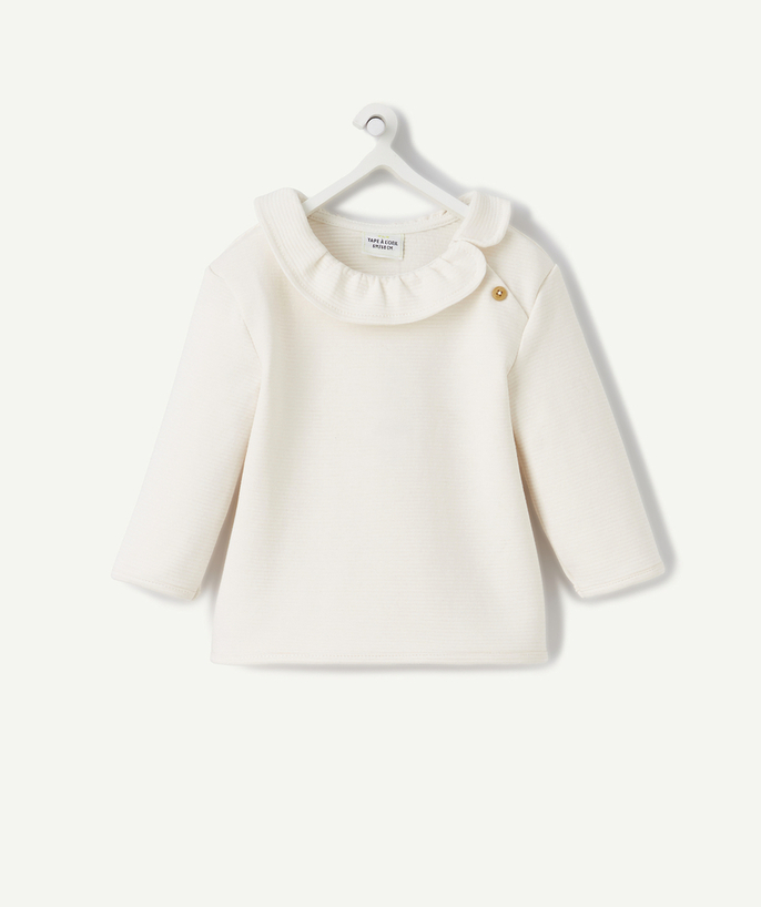   - BABY PALE PINK SWEATSHIRT WITH PETER PAN COLLAR AND STRIPES