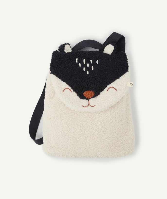   - BACKPACK IN FUR FABRIC WITH AN ANIMAL'S HEAD ON THE FLAP