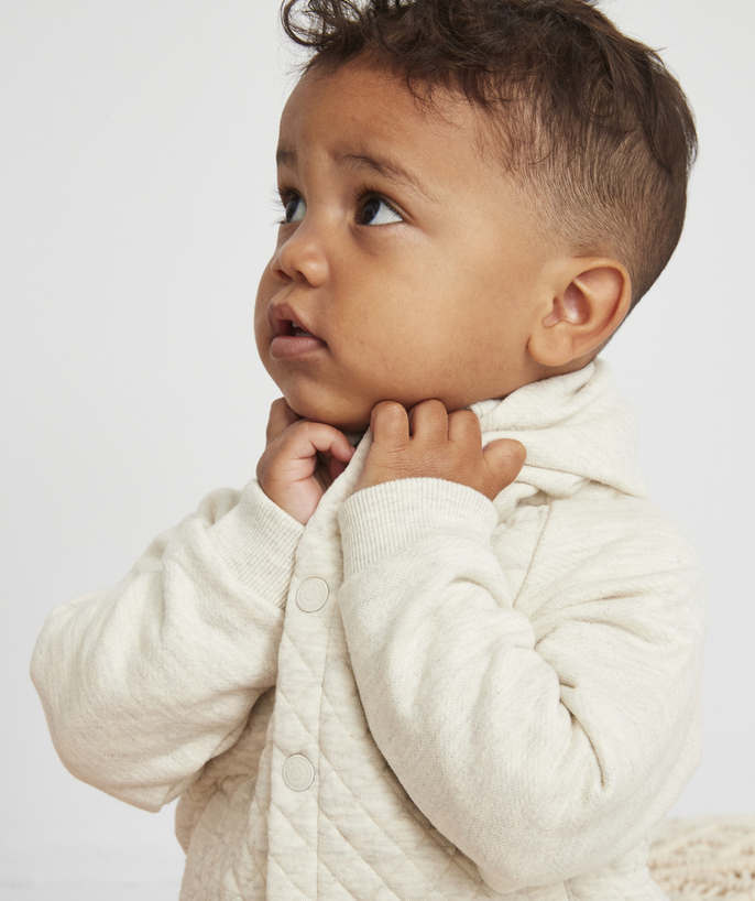   - GILET À CAPUCHE EFFET MATELASSÉ GRIS CHINÉ BÉBÉ GARÇON