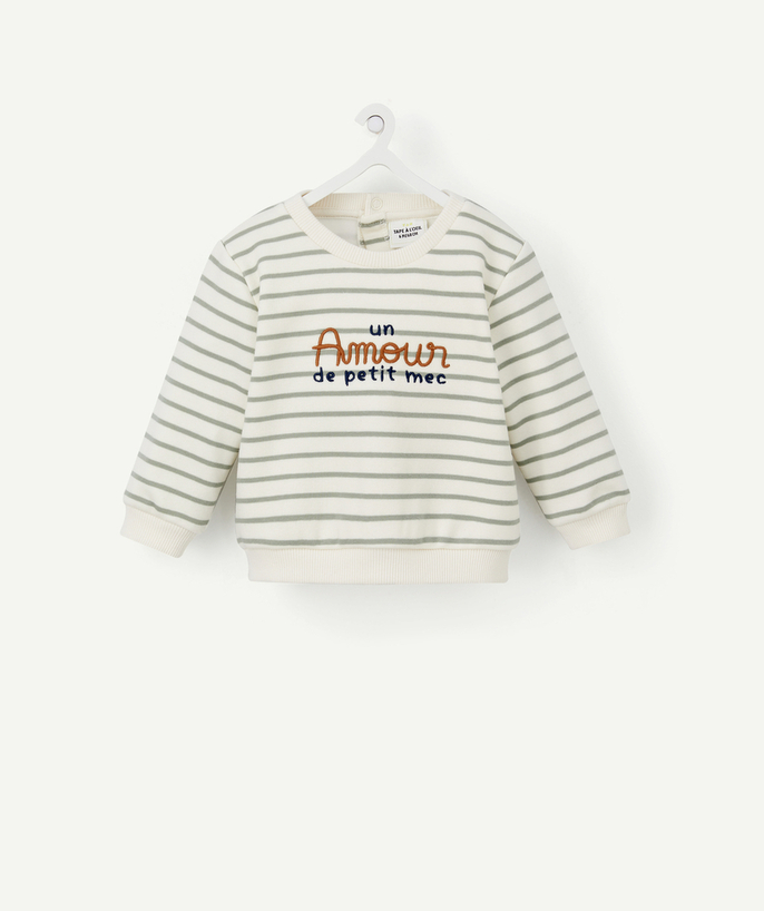   - BABY BOYS' STRIPED SWEATSHIRT IN RECYCLED FIBRES WITH A MESSAGE