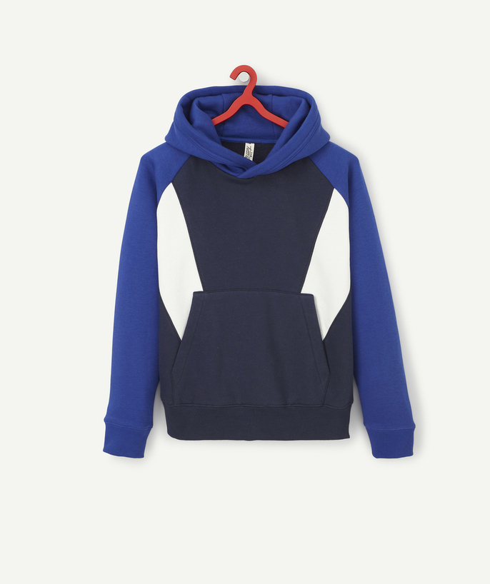   - BOYS' COLOURBLOCK HOODED SWEATSHIRT IN RECYCLED FIBERS