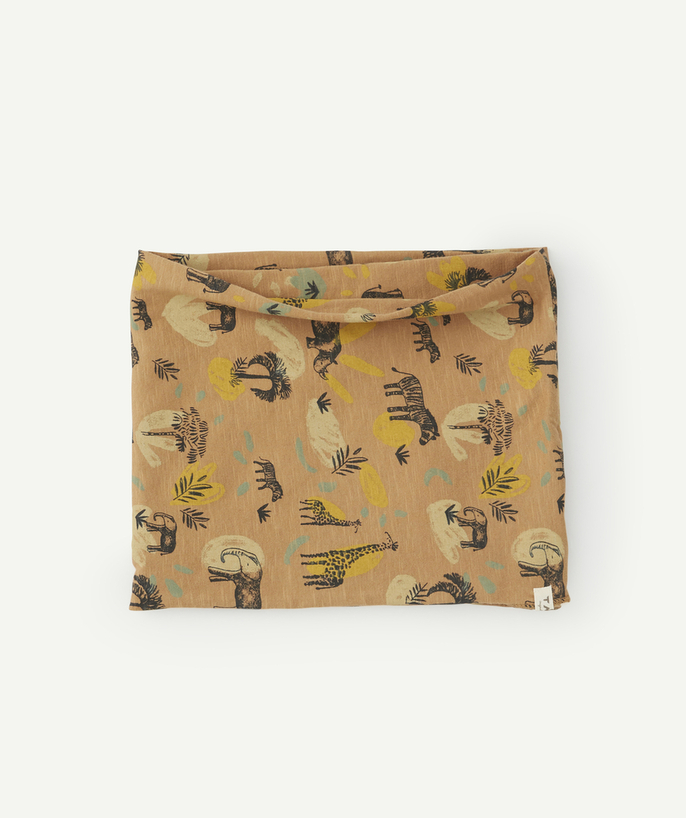   - BABY BOYS' SAVANNA PRINT SNOOD IN BROWN COTTON