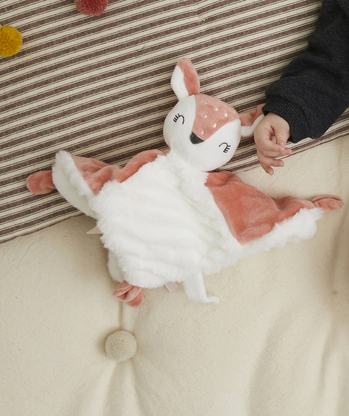   - BEAUTIFULLY SOFT FLAT PINK DOE SOFT TOY IN RECYCLED PADDING