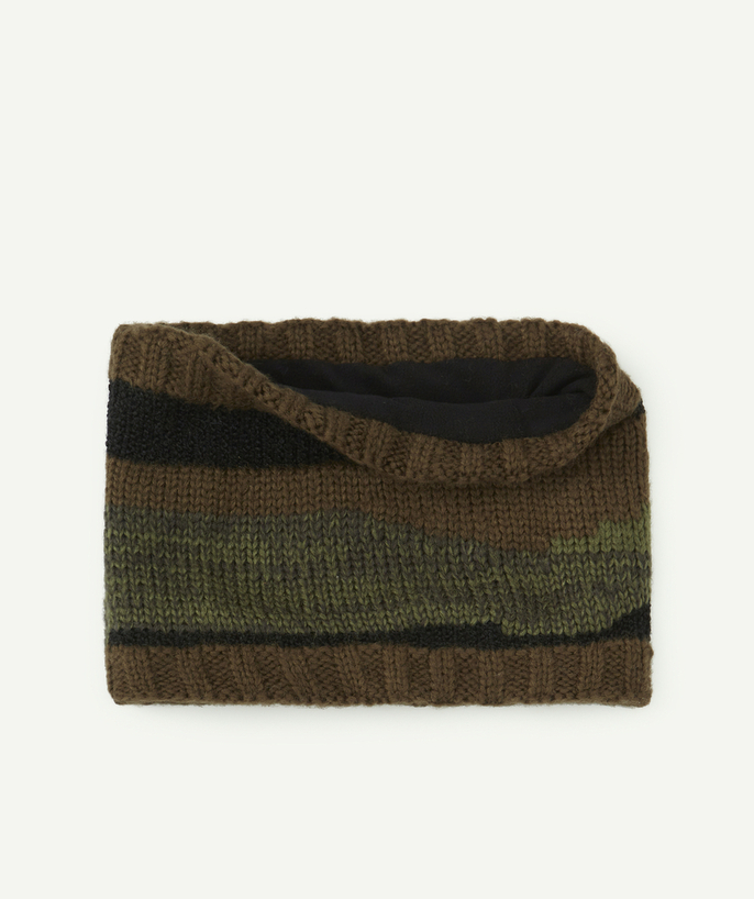   - BOYS' KHAKI SNOOD IN WOOL AND RECYCLED FIBRES