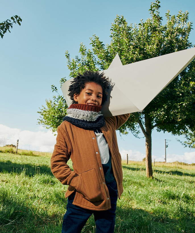   - BOYS' TRICOLOURED KNITTED SNOOD IN RECYCLED FIBRES