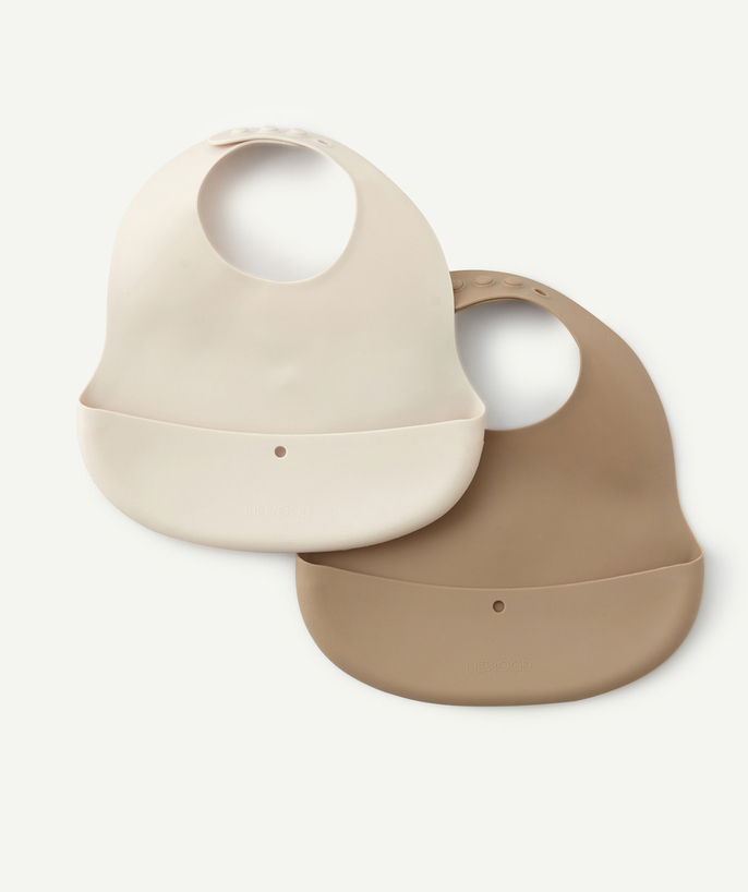   - PACK OF TWO BEIGE EMBER SILICONE BIBS