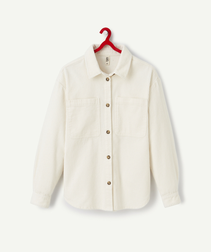   - GIRLS' CREAM CORDUROY SHIRT