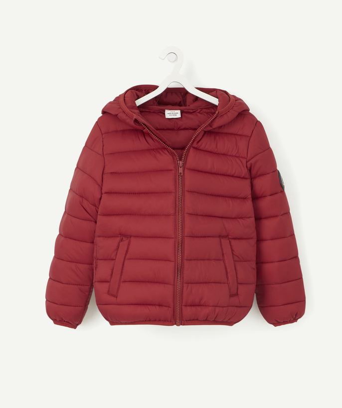   - BOYS' DARK RED PADDED JACKET WITH RECYCLED PADDING