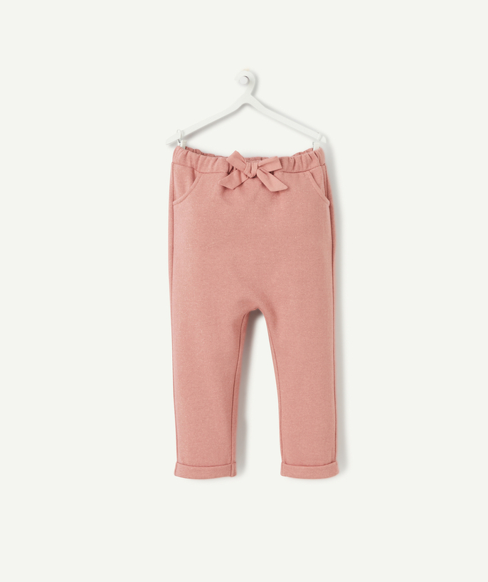   - BABY GIRLS' PINK JOGGING-STYLE TROUSERS WITH SPARKLING DETAILS