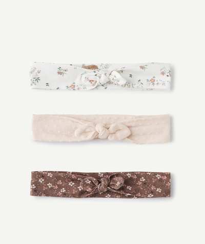 CategoryModel (8826175455374@213)  - SET OF THREE BABY GIRLS' COTTON  HAIRBANDS WITH BOWS AND FLORAL PRINTS