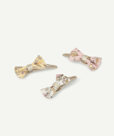 CategoryModel (8821758361742@10152)  - SET OF THREE BABY GIRLS' GOLD COLOR HAIR CLIPS WITH FLORAL BOWS