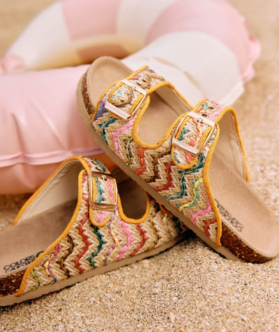 CategoryModel (8821772484750@67)  - MULTICOLOURED RAFFIA SANDALS WITH BUCKLES
