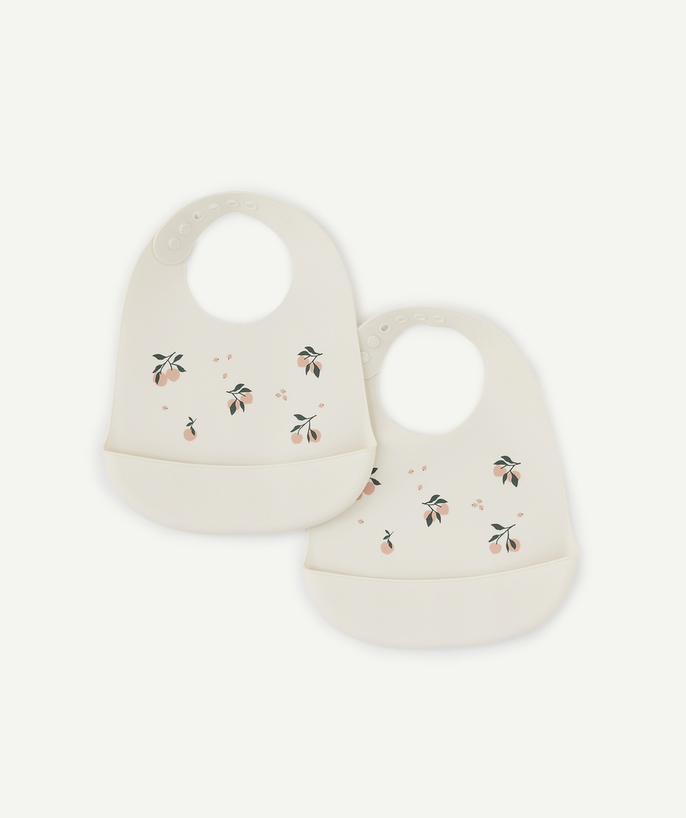   - SET OF 2 TILDA PEACH SILICONE BIBS