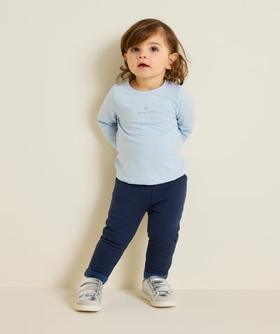 CategoryModel (8825420415118@332)  - long-sleeved baby girl t-shirt in pastel sky blue organic cotton with too pretty message